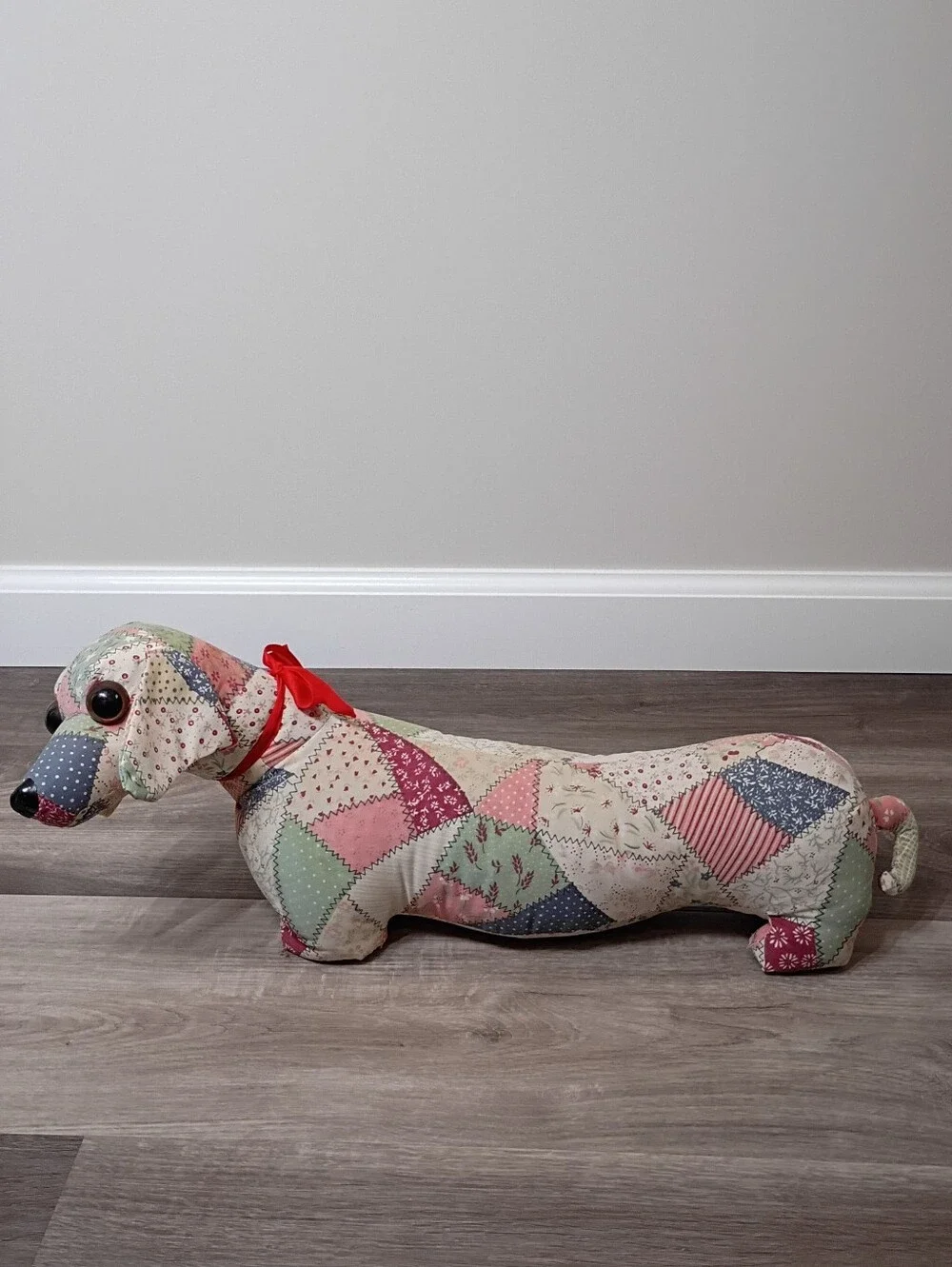 Vintage Multicolor Floral Patchwork Granny Quilt Weiner‎ Dog Plush Decorative